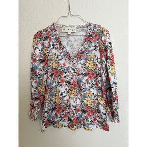 Hiatus S Floral Top Ruched V-Neck  Wildflowers